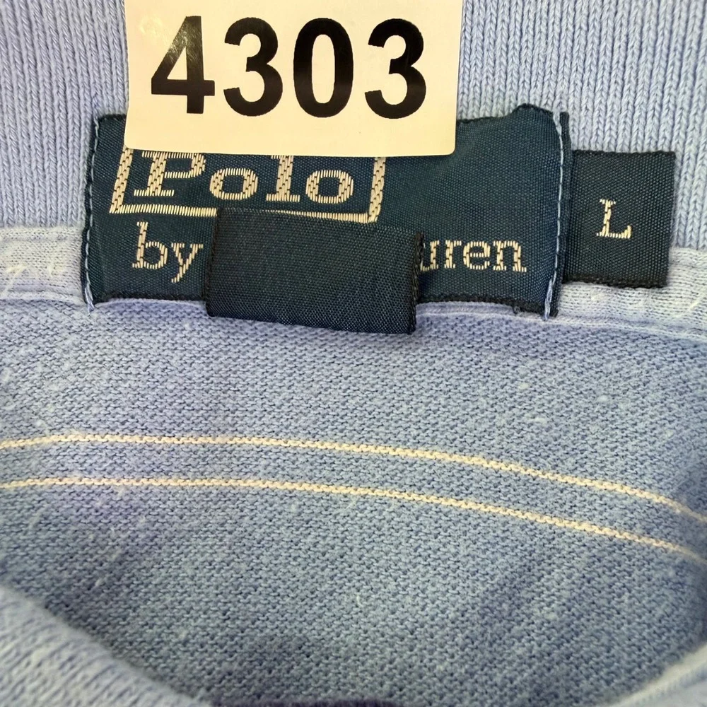 Polo Ralph Lauren Polo Men L Blue Striped Short Sleeve Pony Classic Preppy Golf